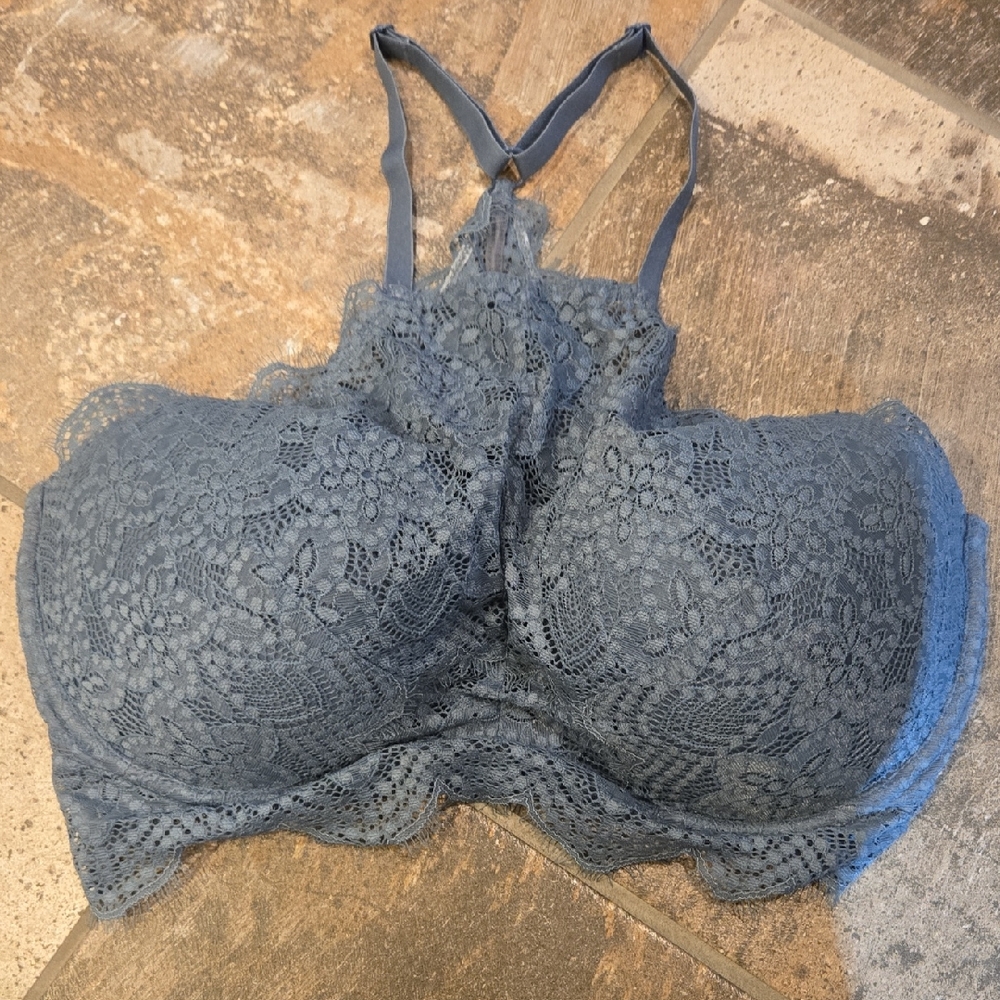 Victoria's Secret Lace High-Neck Bralette - Dusty Blue